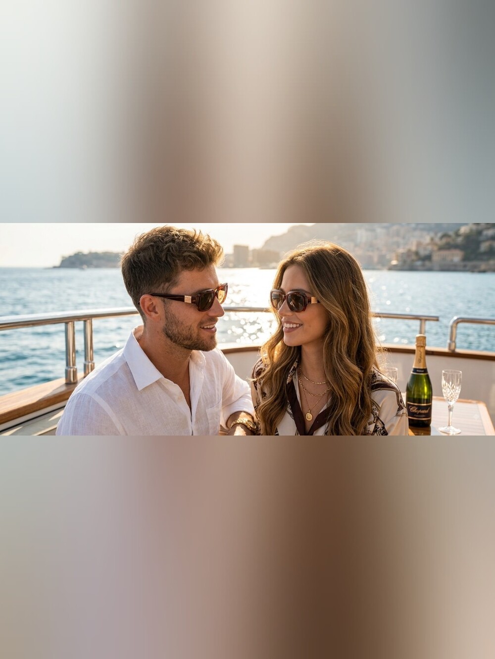 Chopard Burgundy/Caramel Gold Square Sunglasses - Picture 3 of 10
